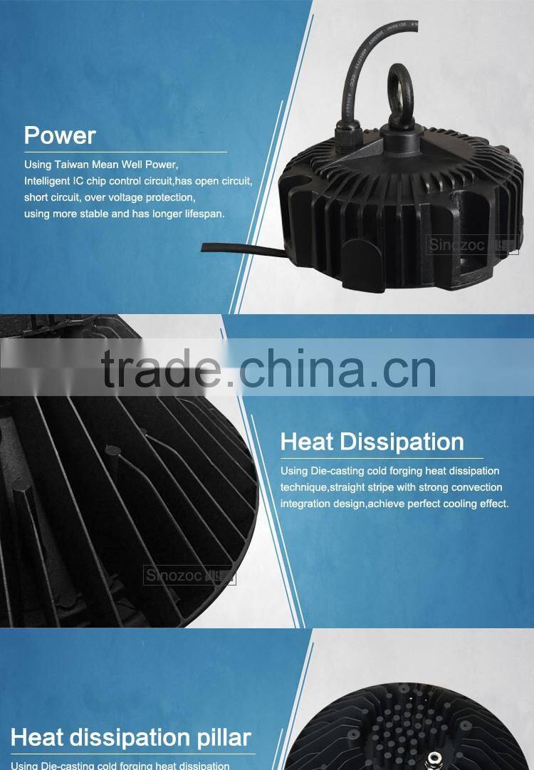 Sinozoc Best quality IP66 100w 150w ufo led high bay lighting industrial led high bay lamp with CE CC EMC CCC Rohs approved