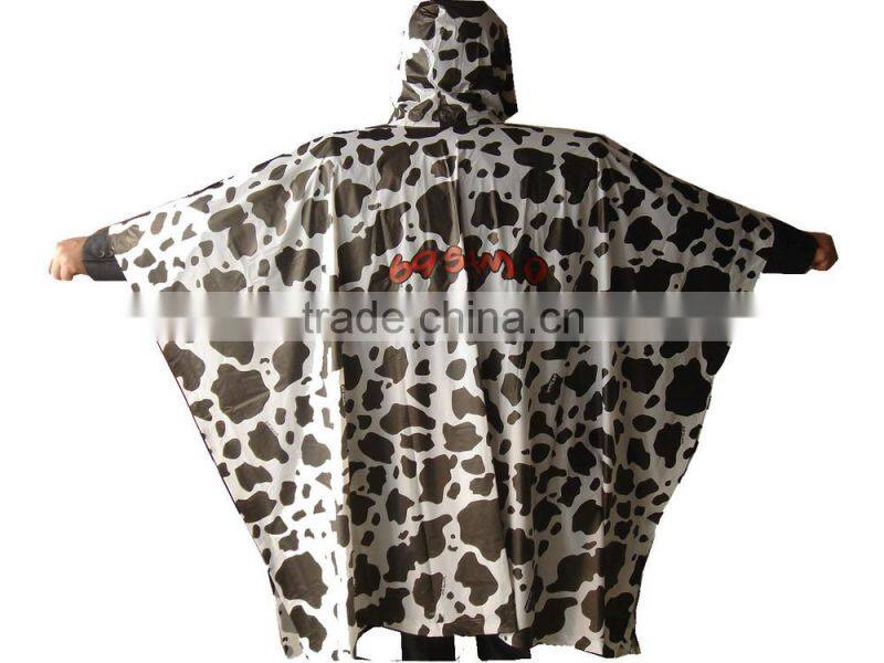 Waterproof Adult Kids Plastic Reusable Printed PVC Rain Poncho
