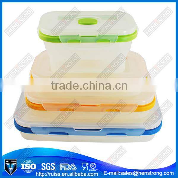 Popular and good tightness transparent silicone picnic lunch box storage box