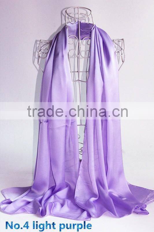 Korea Fashion Solid Color Plain Silk Satin Scarf