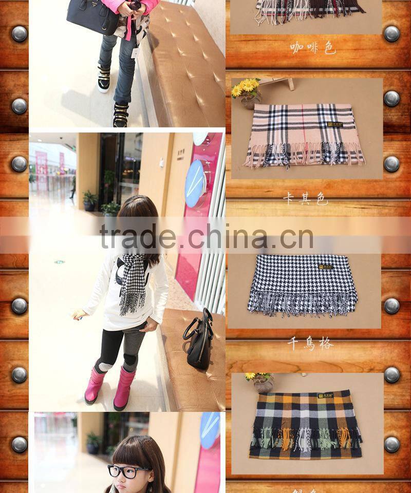 2015 Autumn Winter Newest Cotton Tassel Checked Plaid Boys Scarf