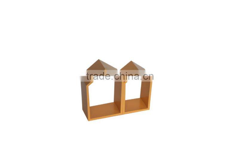 house shape wooden cube display mini wall shelf