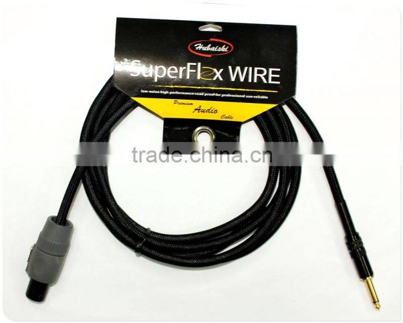 High end OFC conductor speaker cable ,6.35 mm mono plug to 4 pin speakon connector cable