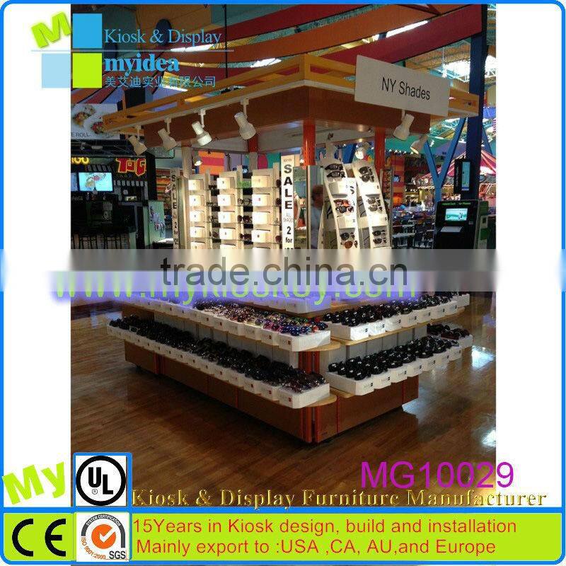 High end and new style sunglasses display stand/sunglasses and sunglass and watch case/ sunglass display case in mall