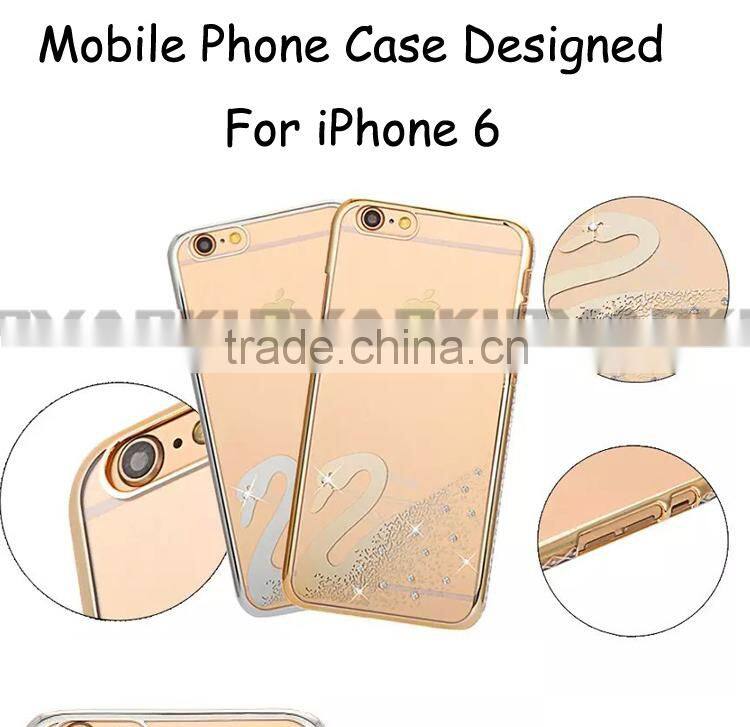Novelties 2016 Mobiles Accessories Transparent Plastic Case Diamond Cases For iPhone 6 Phone Unlocked Original G4 Mobile Case
