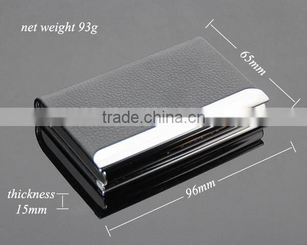 New Arrival High-Grade Magnetic Lock Stainless Steel Metal Black Leather Luxury Business Card Case