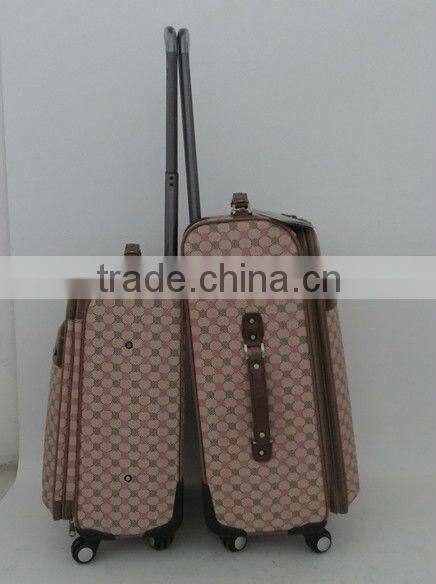 2015 top design newest carry-on 4 wheels PU trolley luggage