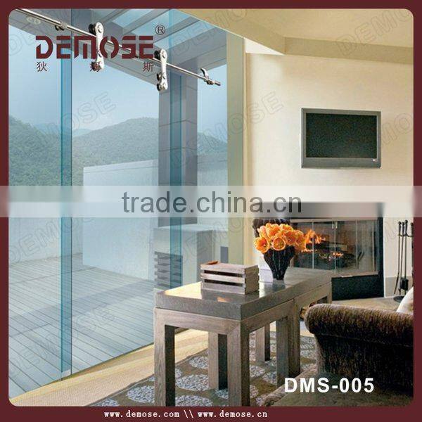 decorative glass partition for bedroom / double panel sliding glass door