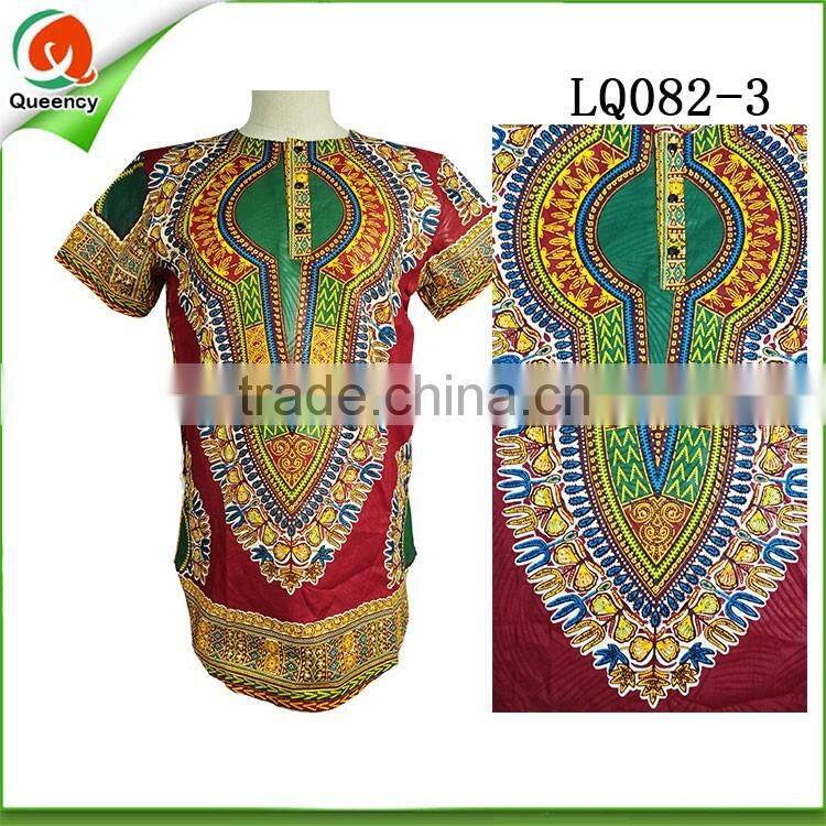 RED 2016 New Fashion Hot Sale Design African Traditional Print 100% Cotton Dashiki T-Shirt For Unisex