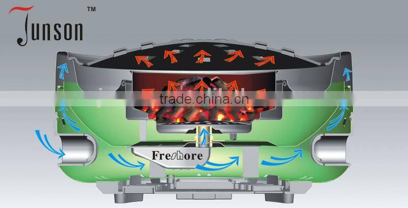 Smokeless Portable BBQ Grill/Korean Style Charcoal Grill With BBQ Shelf