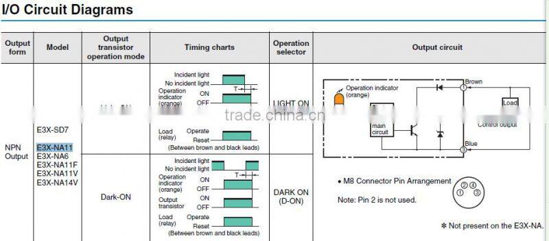 omron Fiber Amplifier Units E3X-NA11 2M NPN output with fiber sensor E32-ZD11L