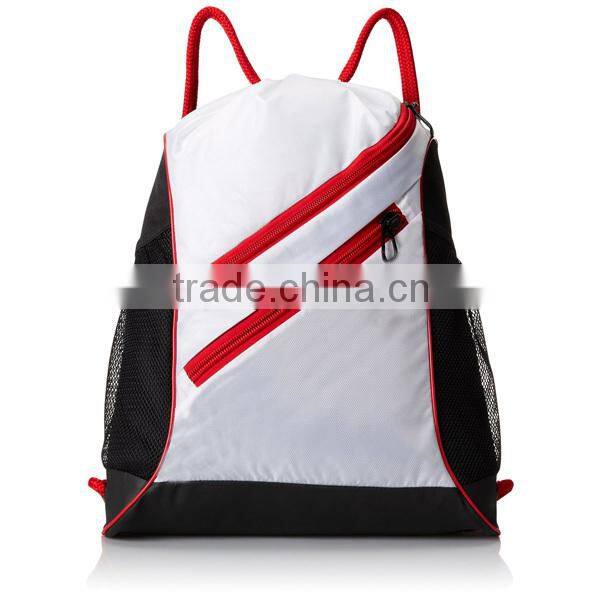 Durable Zippered Nylon Sports Canvas Drawstring Backpack Bag