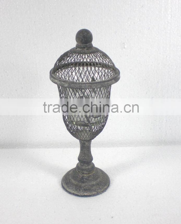 KS4202F- metal wire cage candle holder w/stand