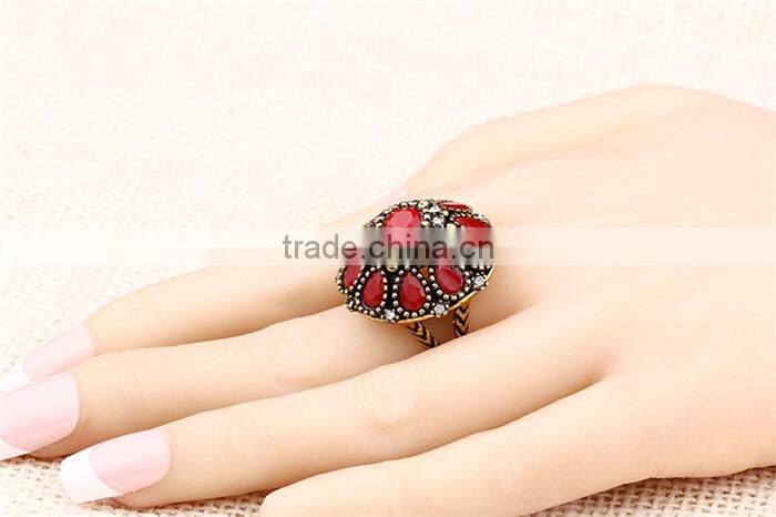 Factory direct sell zinc alloy multicolor crystal rhinestone ring bohemian rings