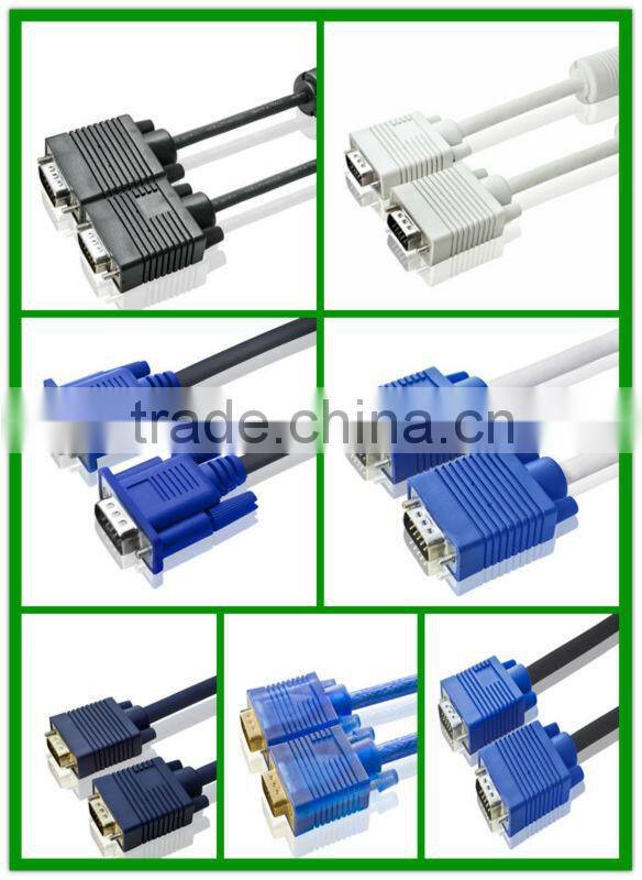 High quality 15pin VGA cable with two ferrites