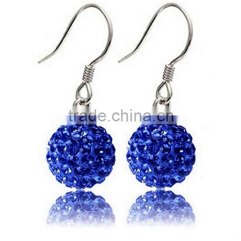 Sparkle CZ Crystal Ball 925 Silver Shamballa Hook Earring for Wedding Party