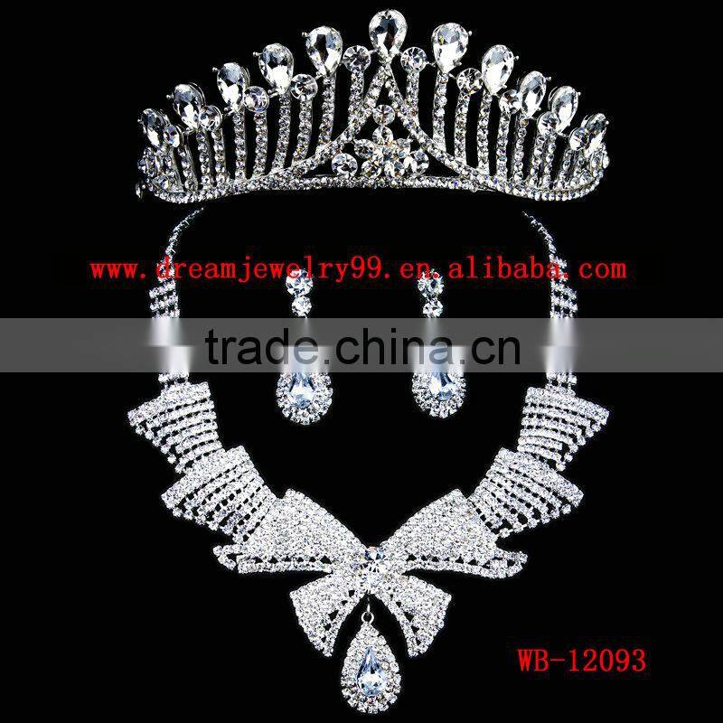 trendy rhinesetone tiara necklace and earring sets