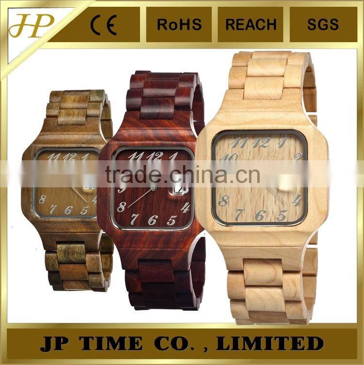 four colors quartz indonesia wooden watch wooden back case Japan quartz movement