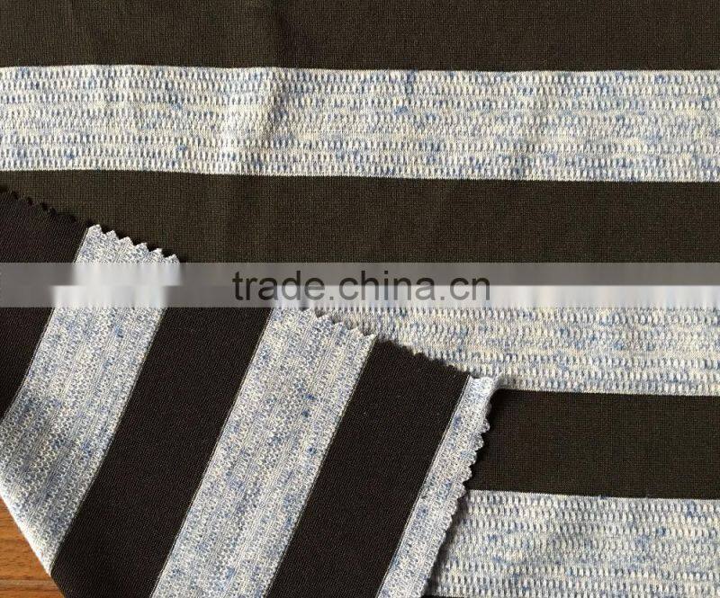 2016 newest polyester rayon yarn dyed striped knit jersey fabric,slub and printed single side fabric from Chinese manufacturer