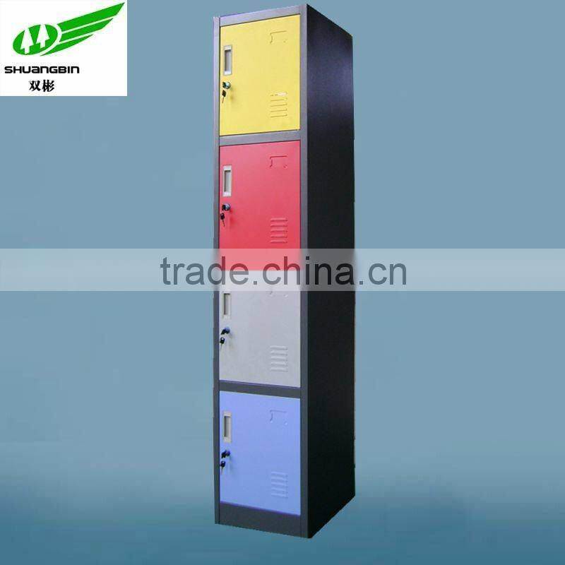 Single Column 4 Door Grey Steel Locker, School Clothes Closet