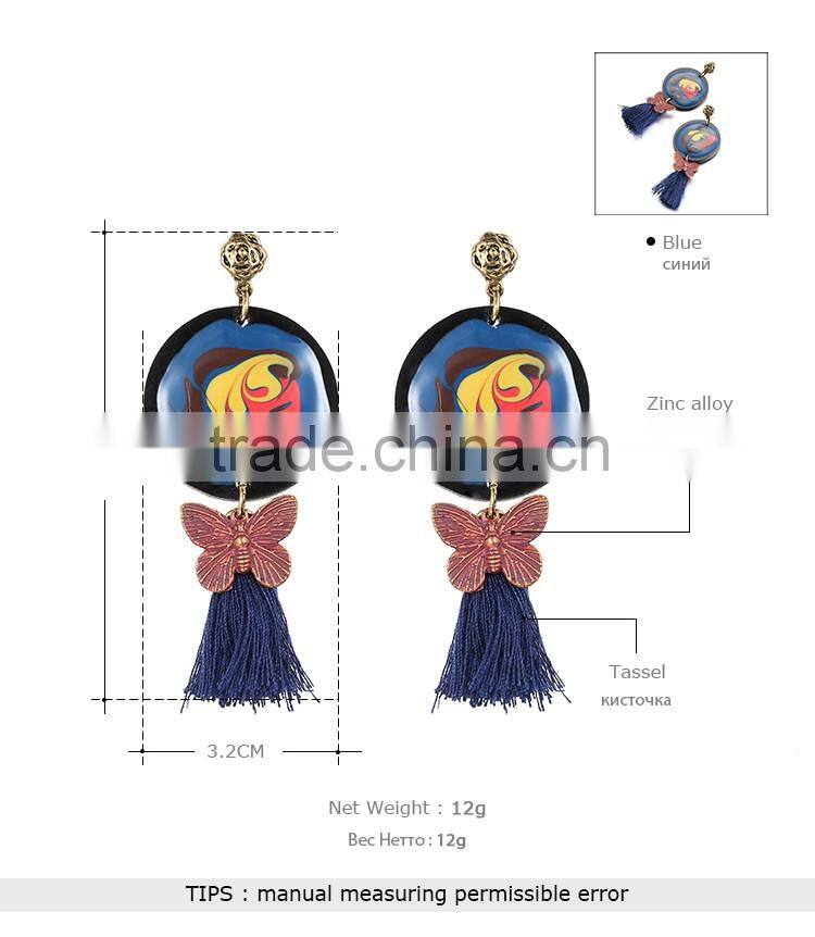 Valentine exotic blue tassel painted roud drop earingfor women with new design