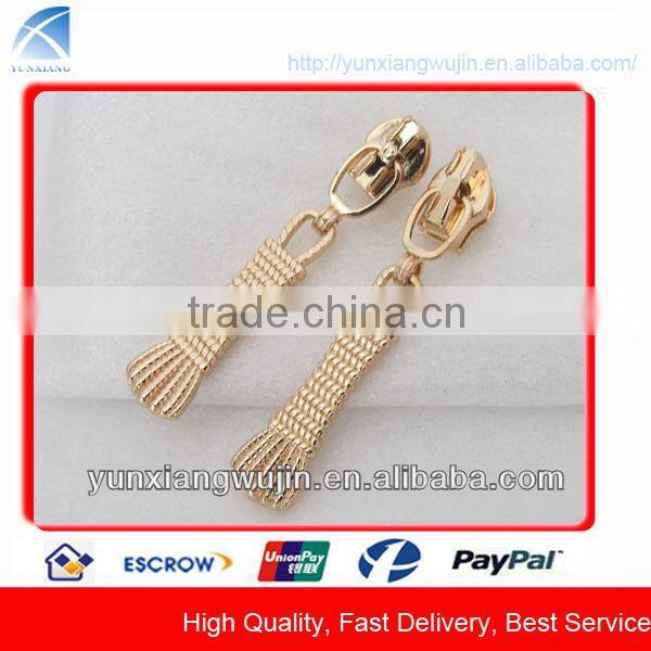 CD6889 Custom Engraving Satin Nickel Metal Zipper Slider for Jackets