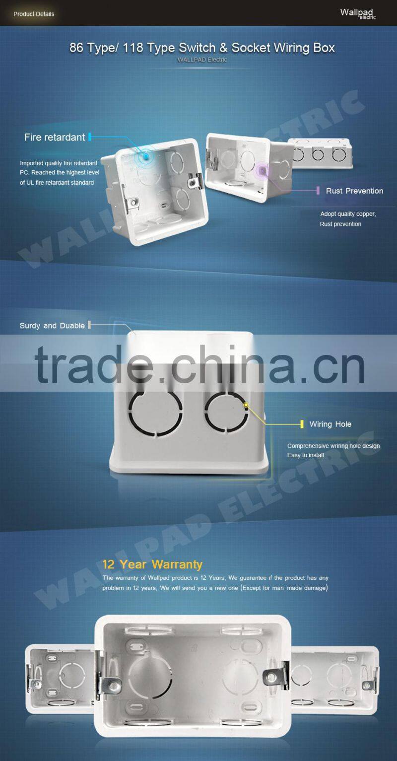 2015 New Arrival Hot Sale Wallpad For 197*72mm Wall Switch & Socket Mounting Plastic Electrical Junction Back Box