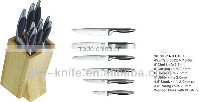 KF1305 10 PCS New design with double forged handle Stainless Steel Kitchen knife Set