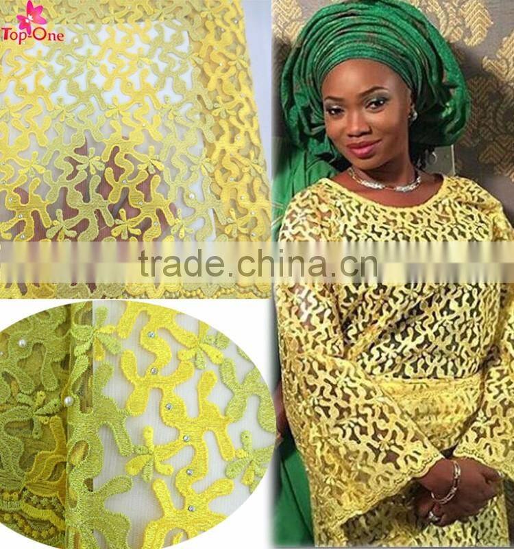 korea Tulle lace African embroidered tulle lace beaded tulle fabric