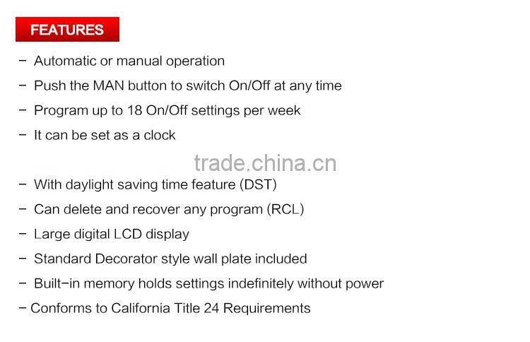 UL CUL 120V Single Pole Latching relay control digital timer switch no neutral wire required