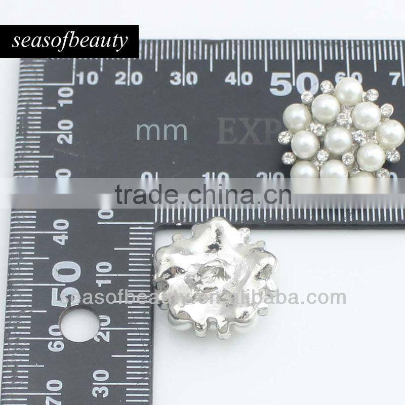 Wholesale Fashion Flower Pearl Round Rhinestone Button for Wedding