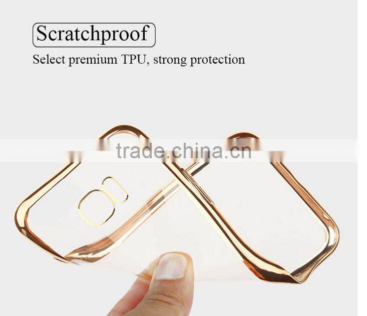 Clear Hard Back TPU gold electroplating Bumper Case Cover For Samsung S7 & S7 Edge