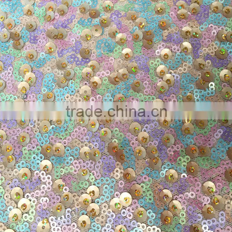 3mm 5mm colorful sequins embroidery fabric