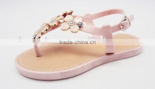 Flower Top PVC Flat Sandals for Girls and Women