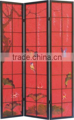 Lotus leaf and Birds Shoji Screen