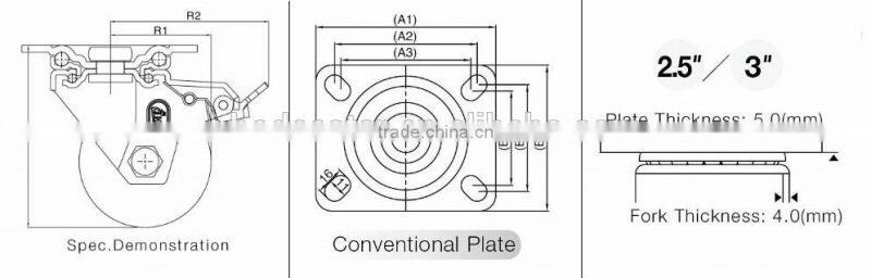 A3 Series Swivel Total Lock PA Caster Extra Heavy Low Gravity Caster