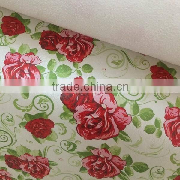 flower design microfiber leather for sofa and furniture, home deco usage