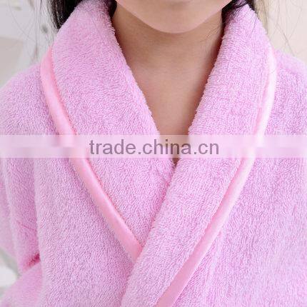 Kids Children Bathrobe 100% Terry Cotton Bathrobe Pink Color With Border