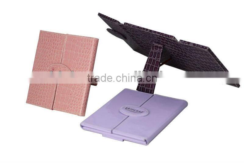 Leather stand cosmetic 3-side desktop vanity mirror