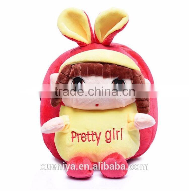 2016 popular promotional plush cartoon doll children's school backpack