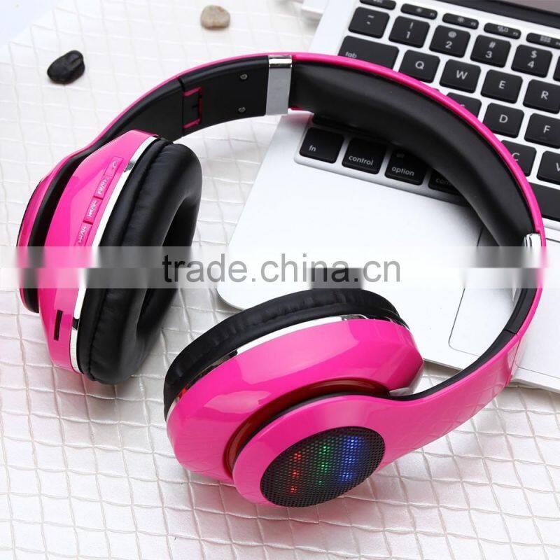Cheapest LED Light bluetooth headset with TF card/FM sprot Use Mobile phone bluetooth Headphone