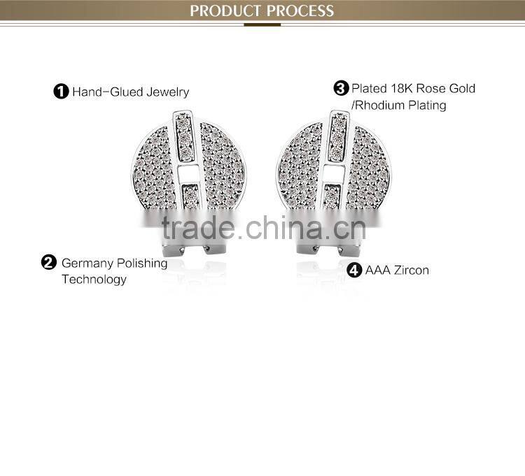 OUXI Britainic Style rhudium plated/gold plated stud austrian crystal round earrings 20897-1