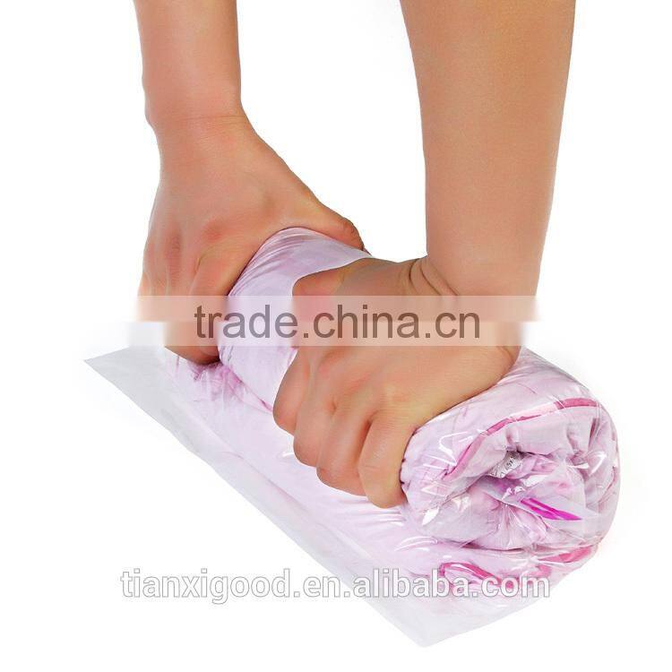roll-up save space vacuum packing bag,cloth vacuum plastic bag
