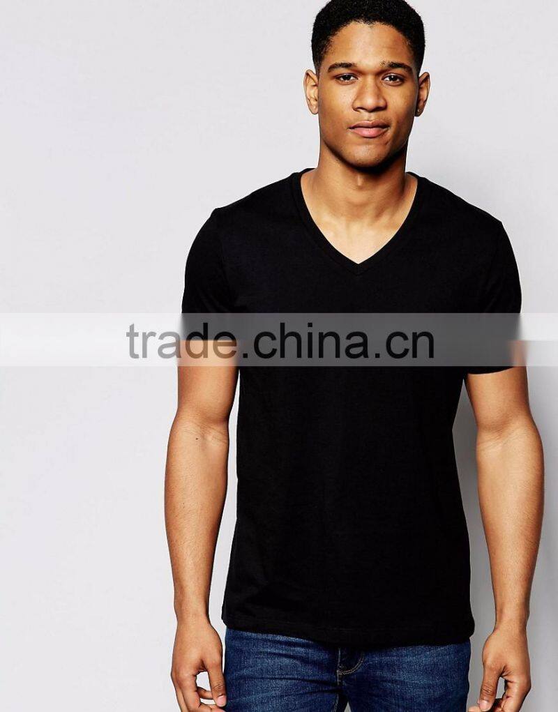 Daijun OEM men v neck wholesale 100%cotton high quality blank plain t-shirts
