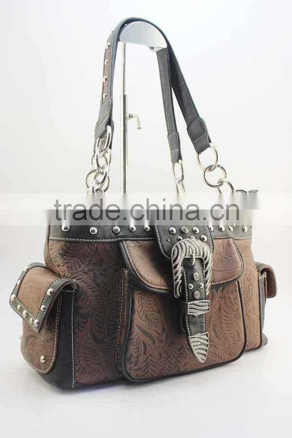 Concealed Carry Western Rhinestone Buckle Shoulder Handbags On Sale