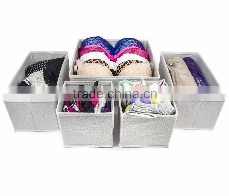 Foldable Storage Drawer Closet Dresser Organizer Bins for Underwear, Bras, Socks, Ties, Scarves, Accessories and More - 6 Piece