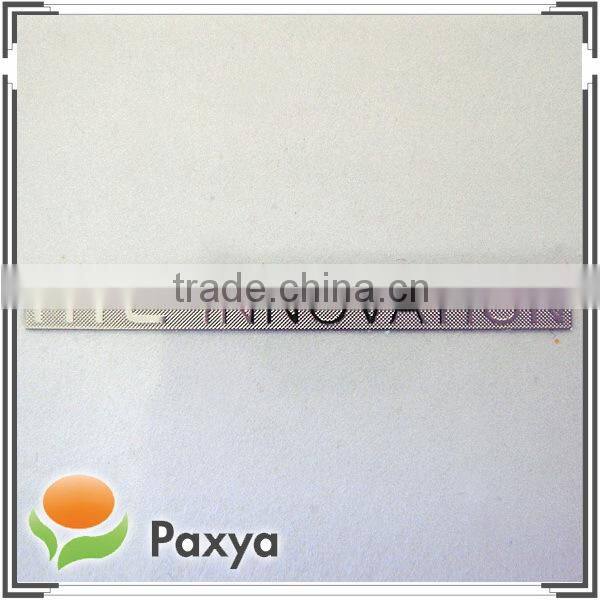 Silver metal company logo nameplate