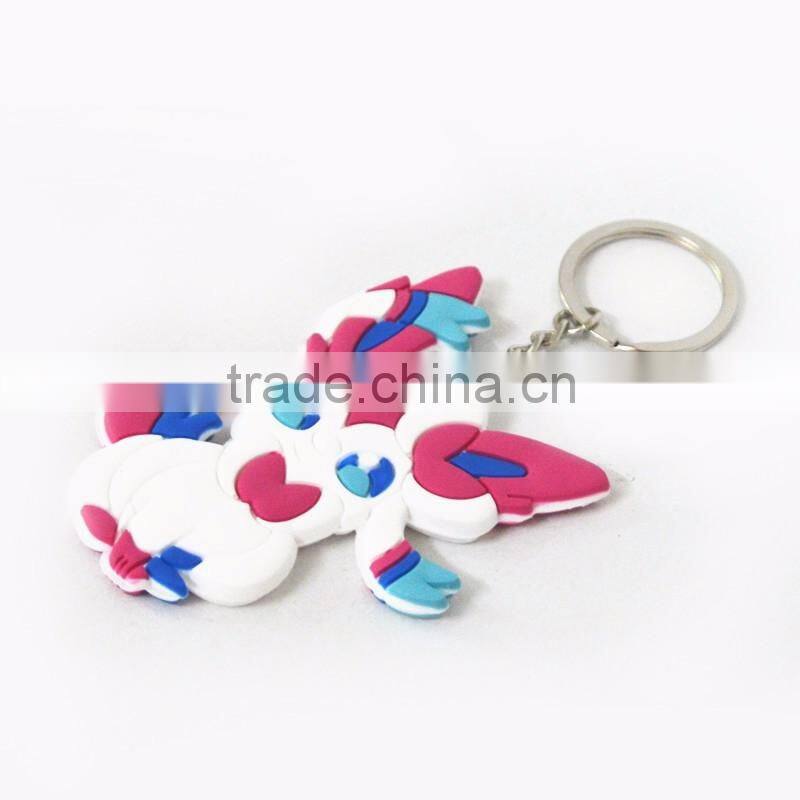 Cartoon Shaped Customized Wholesale Soft PVC 2d Keychain