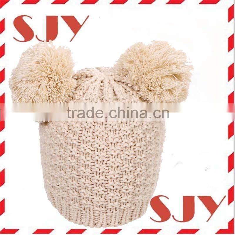 Custom beanie hats with double fur balls