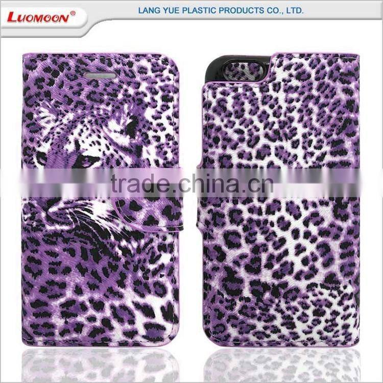 hot selling two card slots leopard separable flip leather case for iphone 7 6 6s